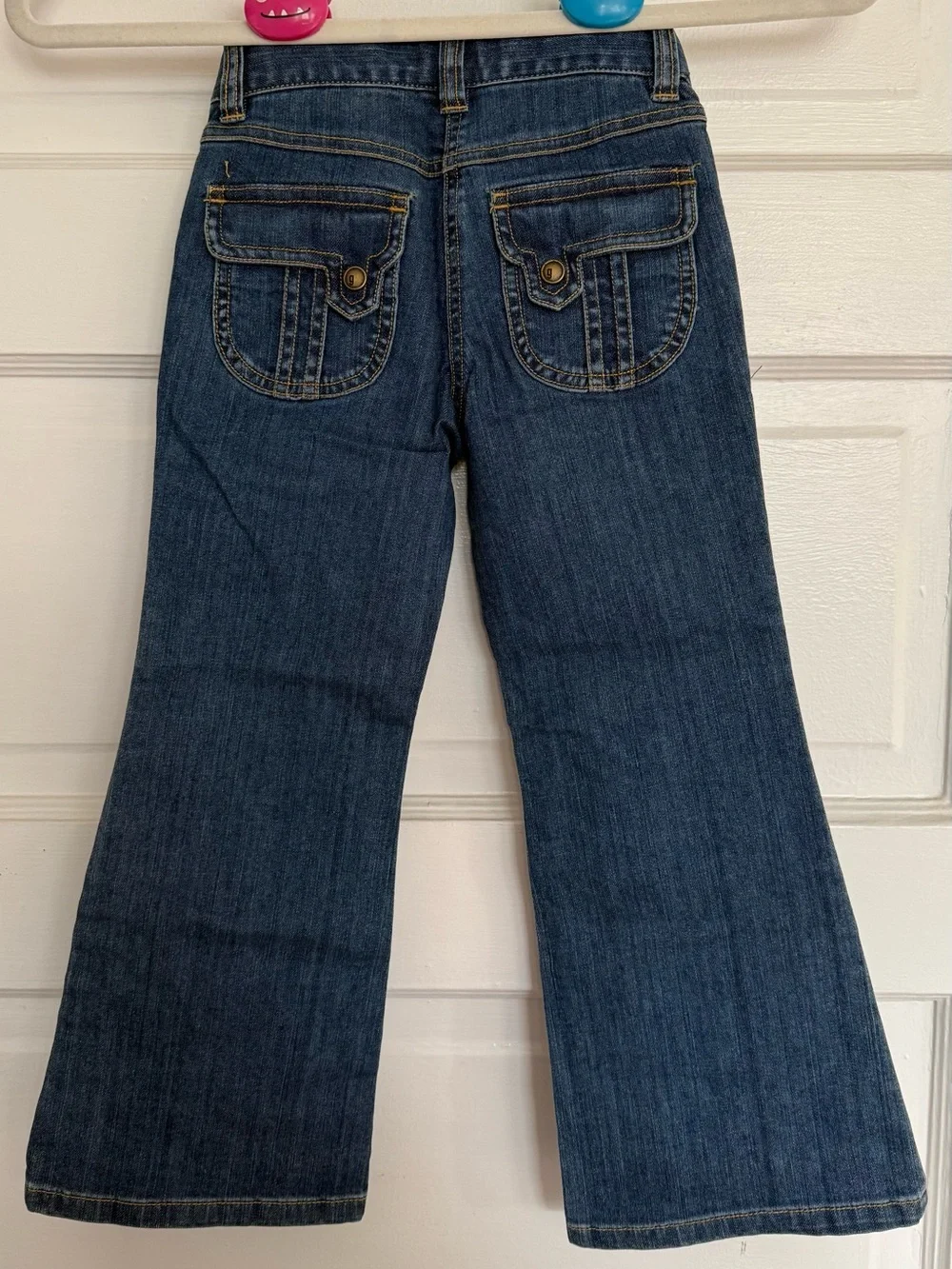 Gymboree Girls' Dark Blue Embroidered Flared Jeans Size 5 Slim